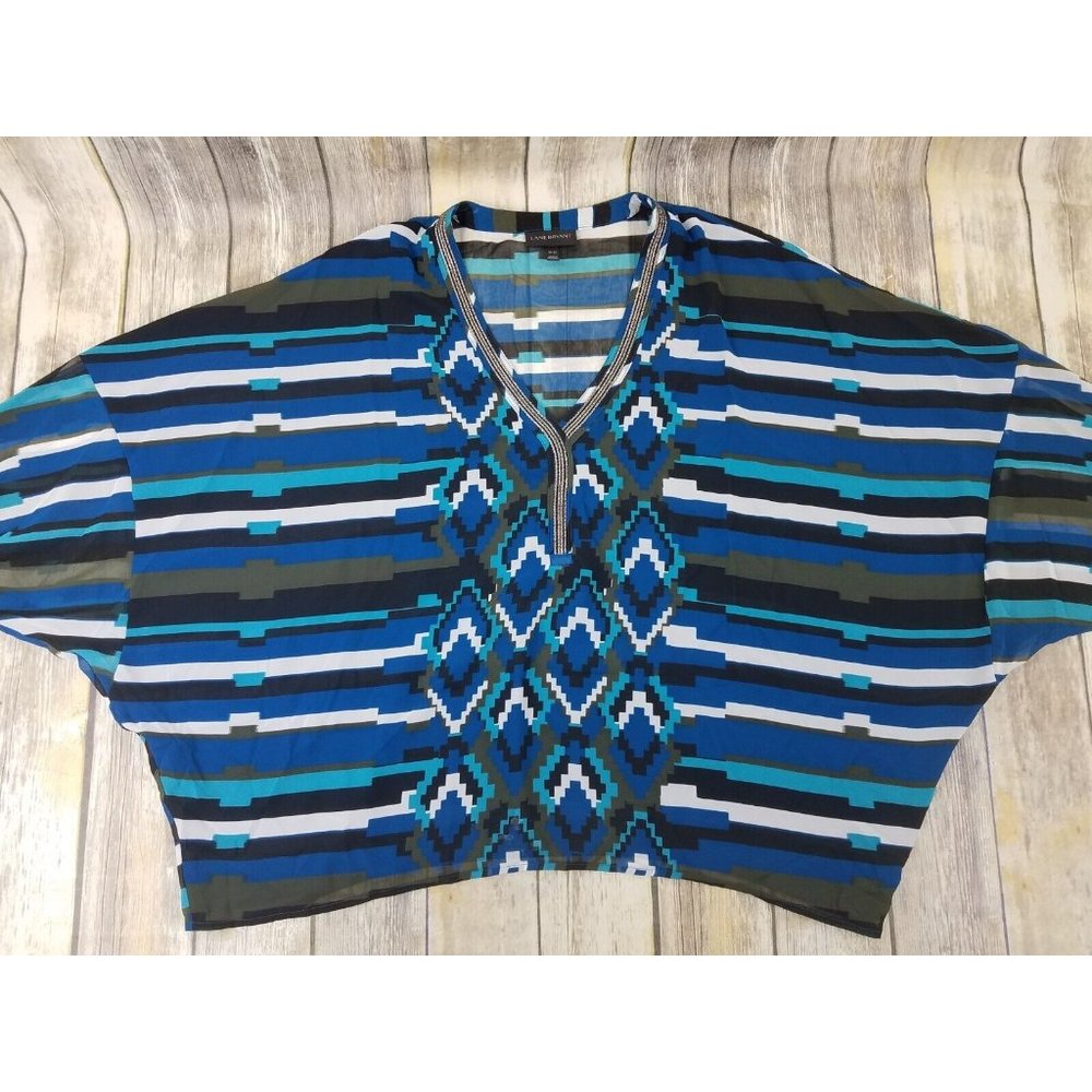 Lane Bryant Womens Blouse Top Plus Size 18/20 Sheer Short Sleeves V-neck Casual - Picture 2 of 12